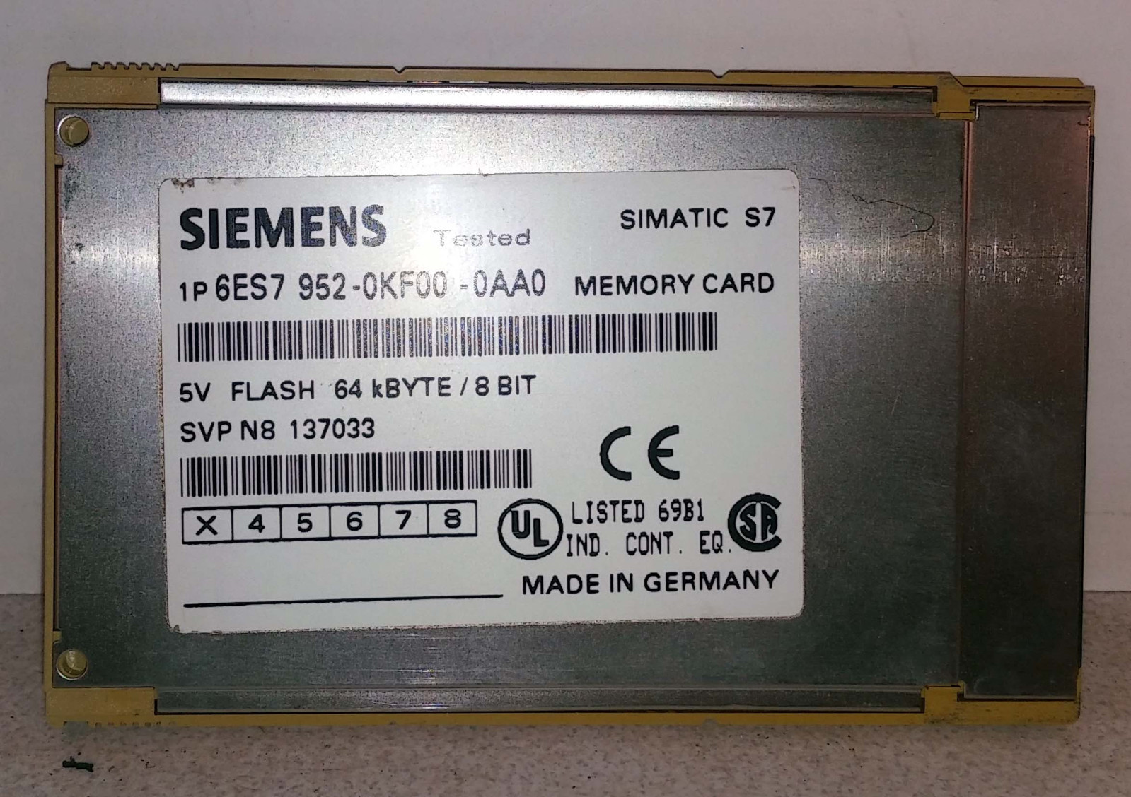 1 USED SIEMENS 6ES7 952-0KF00-0AA0 SIMATIC S7 MEMORY CARD 64kB ***MAKE OFFER***
