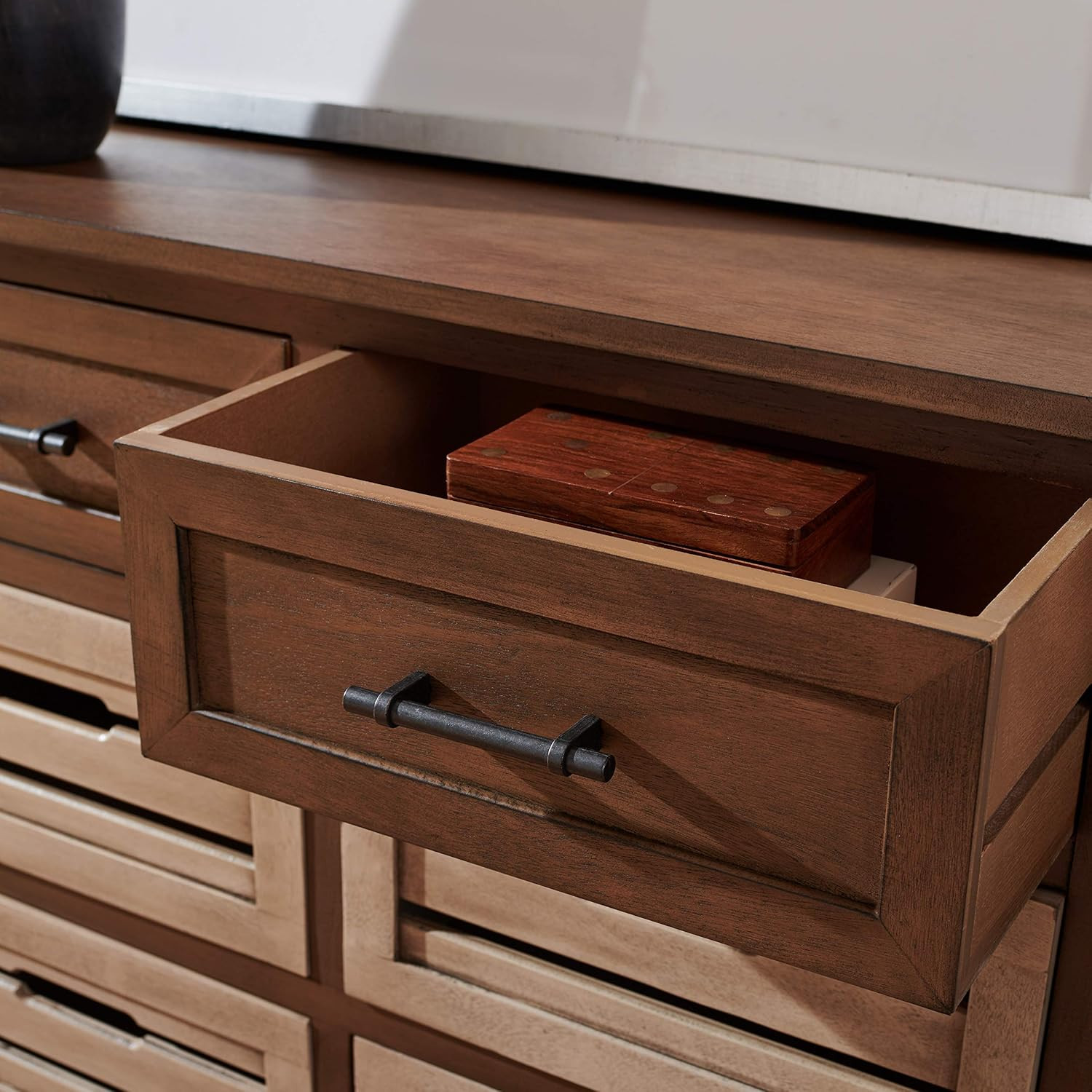 Stylish Briar Brown & Sand 6-Drawer Storage Chest with Removable Drawers