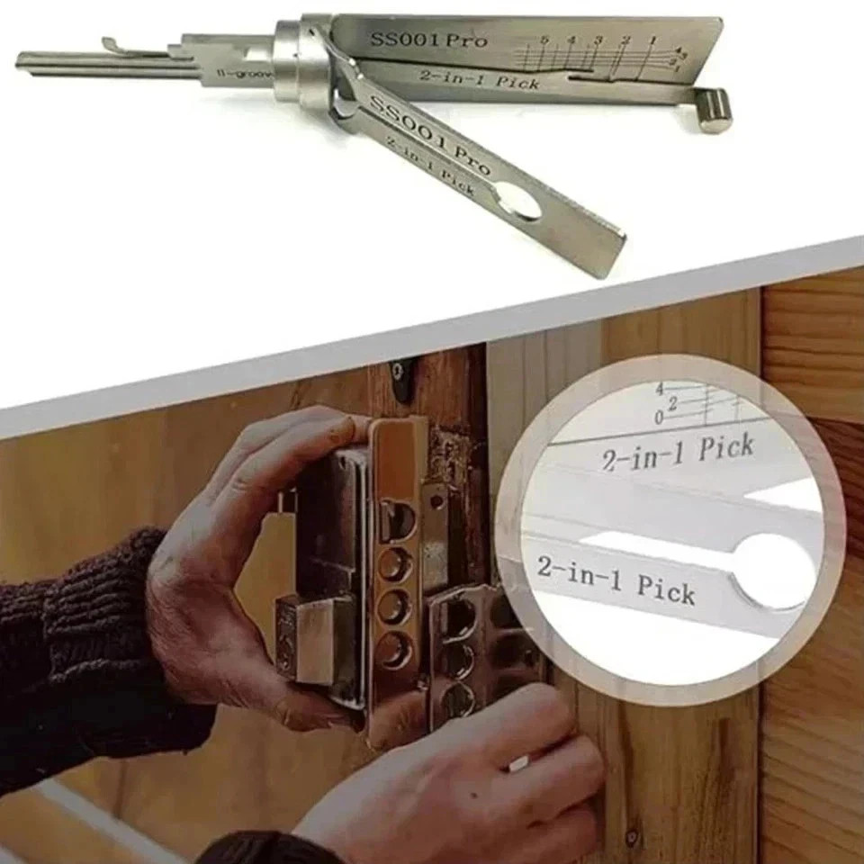 2-in-1 Stainless Steel Key Decoder SS001 PRO Lock Decoder Repair Tools-(1pc)*