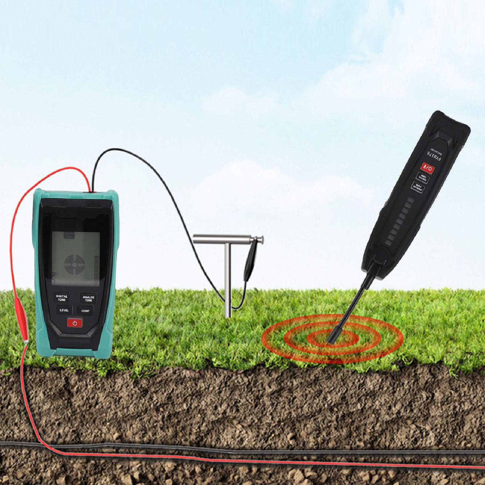 Underground Wire Locator Digital Analog Buried Wire Tracer Cable Break Detector