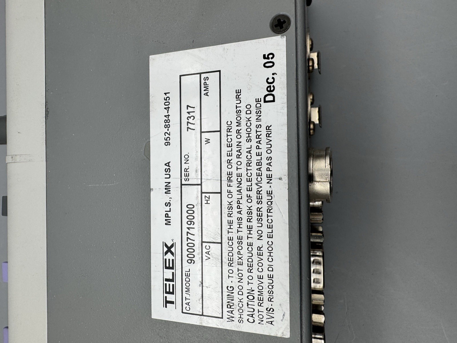 RTS KP-832-20 Digital Keypanel Intercom Console Telex Rack-Missing 2 switches