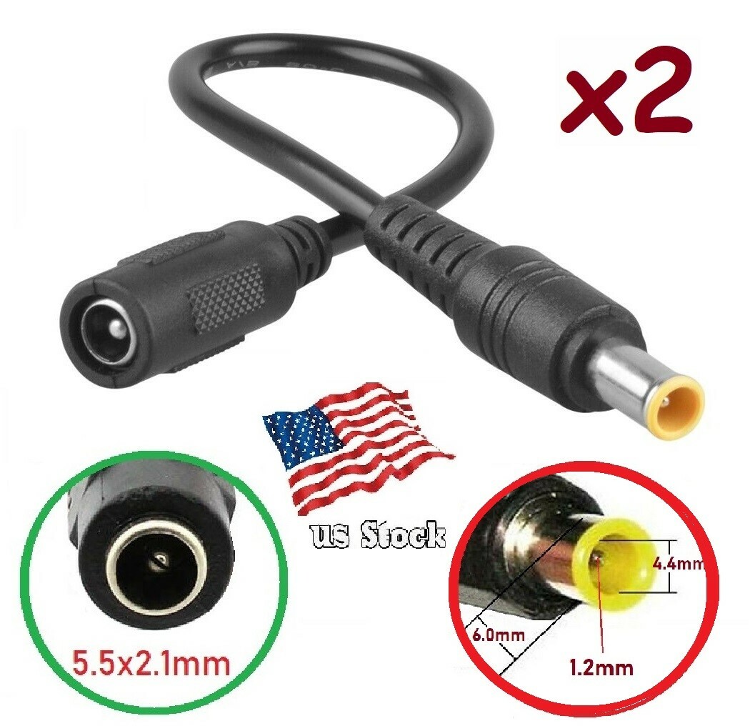 2-Pack 9"/23cm DC Power 5.5x2.1mm (F) to 6.0x4.4mm (M) Converter Cables (DC6044)