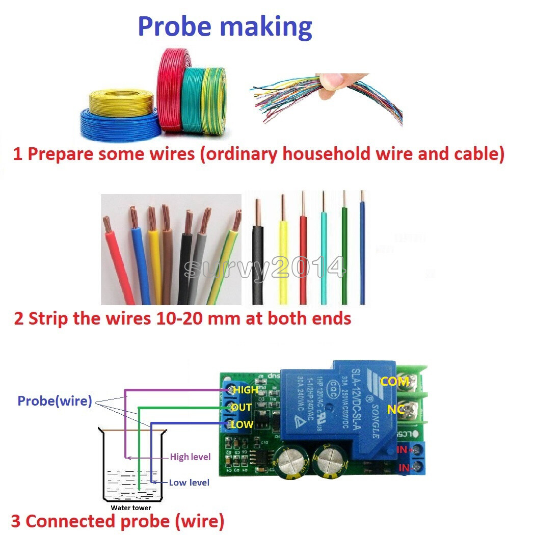30A 12V Water Level Automatic Controller Liquid Sensor Switch Solenoid MotorPump