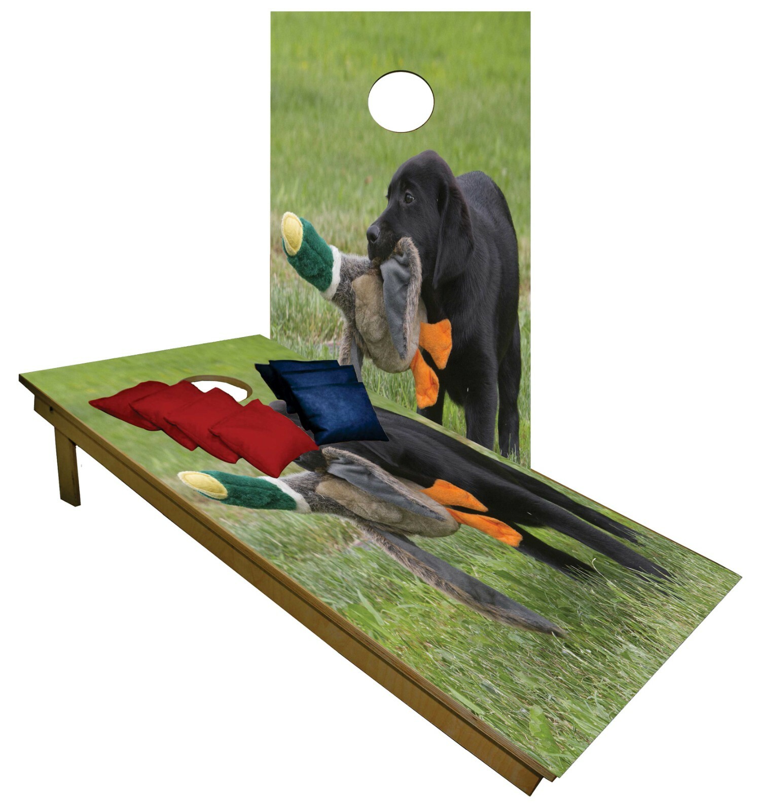 Cornhole Boards Bags BEANBAG TOSS GAME Black Labrador Lab Puppy Duck Hunting