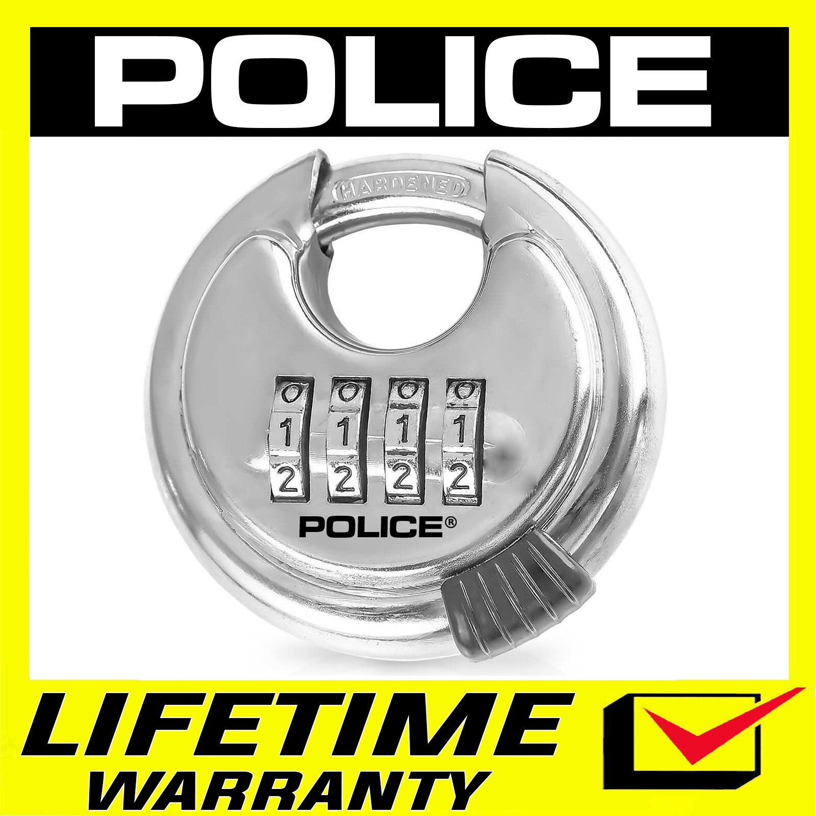 POLICE Combination Lock 4 Digit Resettable Heavy Duty Padlock Security