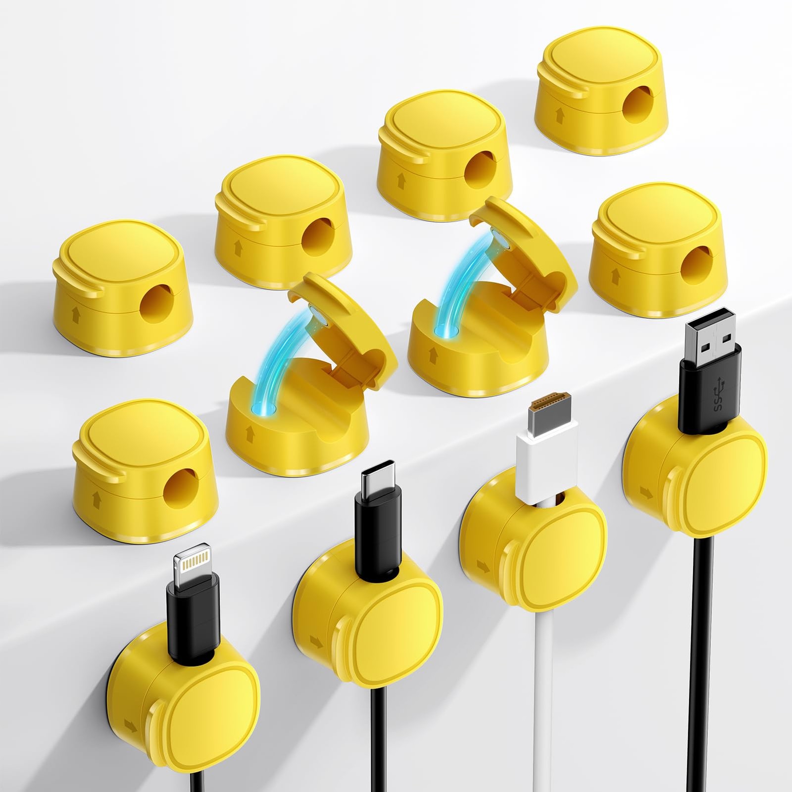 12 Pack Magnetic Cable Management Clips - FlyCoco Cord 12, 12 Yellow