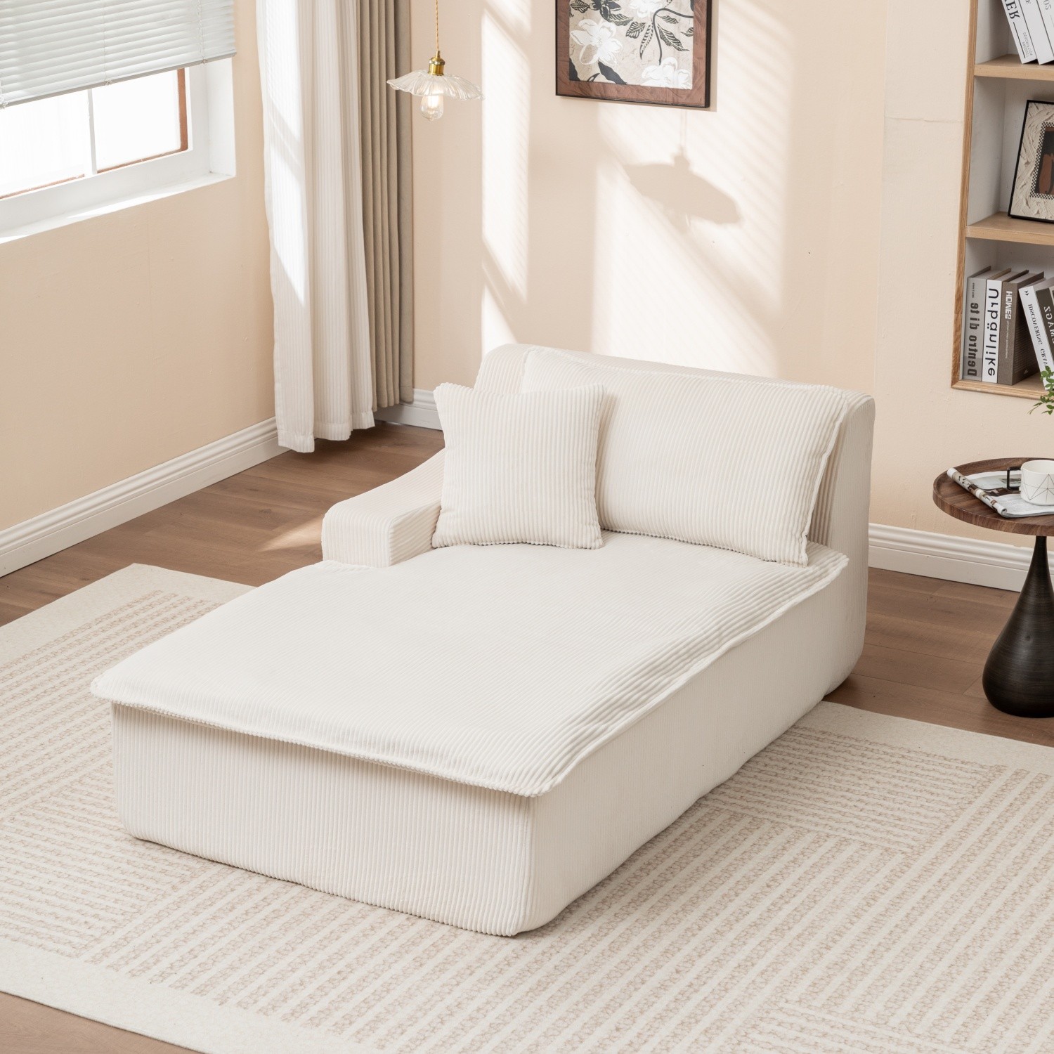 Modern Single Upholstered Chaise Lounge Chair w/ Right Armrest for Living Room