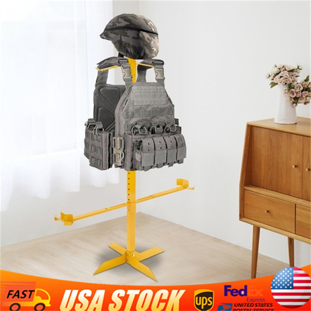 Heavy Duty Military Equipment Gear Stand Helmet Vest Belt Display Rack Gold