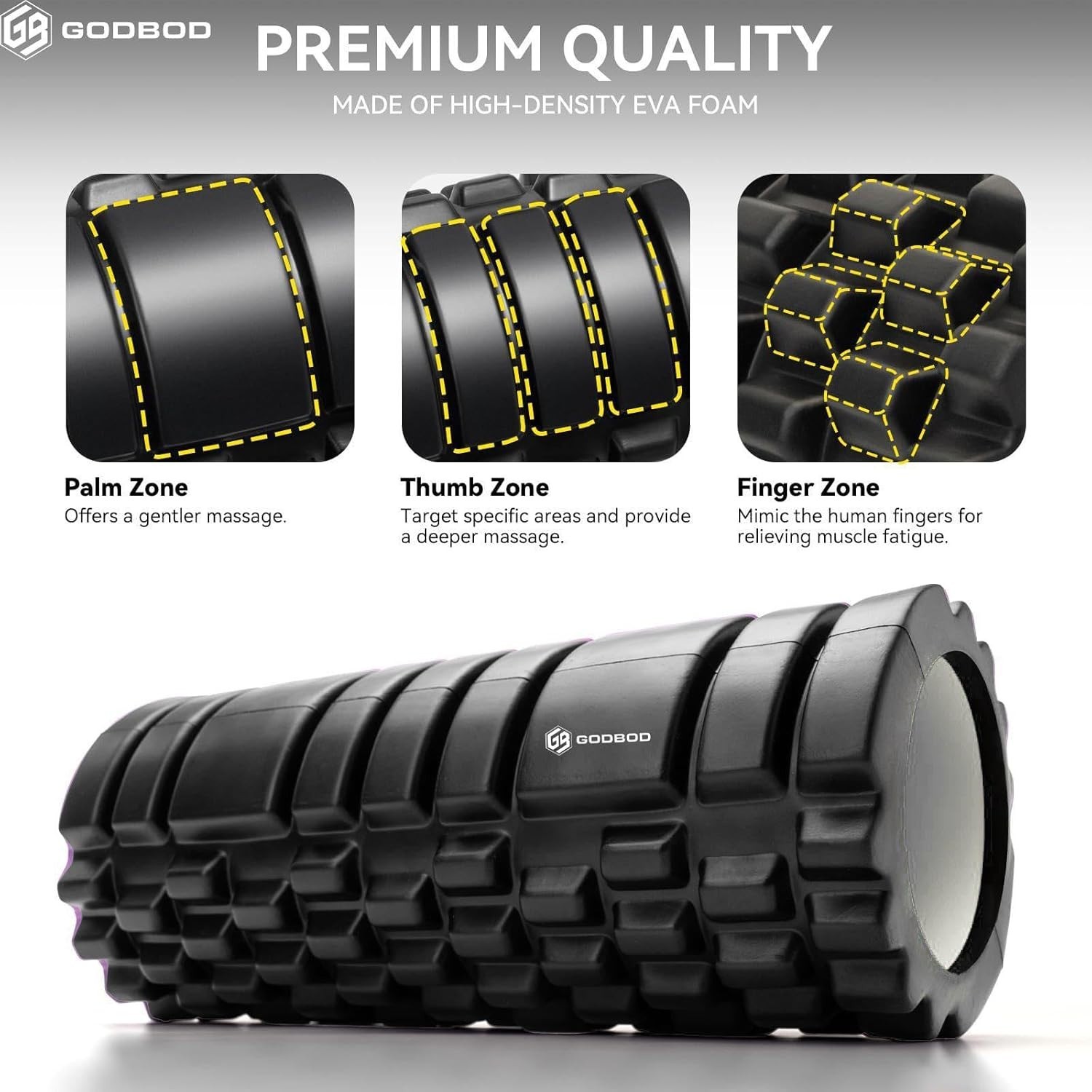 Deep Tissue Foam Roller High-Density Massage Roller Pain Relief Physical Therapy