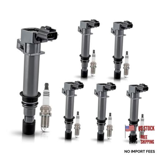 Pack 6 UF270 Ignition Coil and 4504 Spark Plugs 3.7 V6 2002 2003 2004 2005
