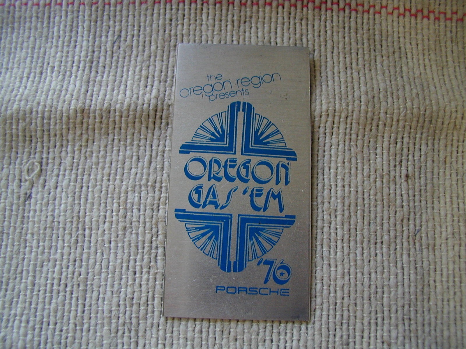 Porsche Club of America Oregon Region PCA Oregon GAS 'EM dash plaque 1976 NOS