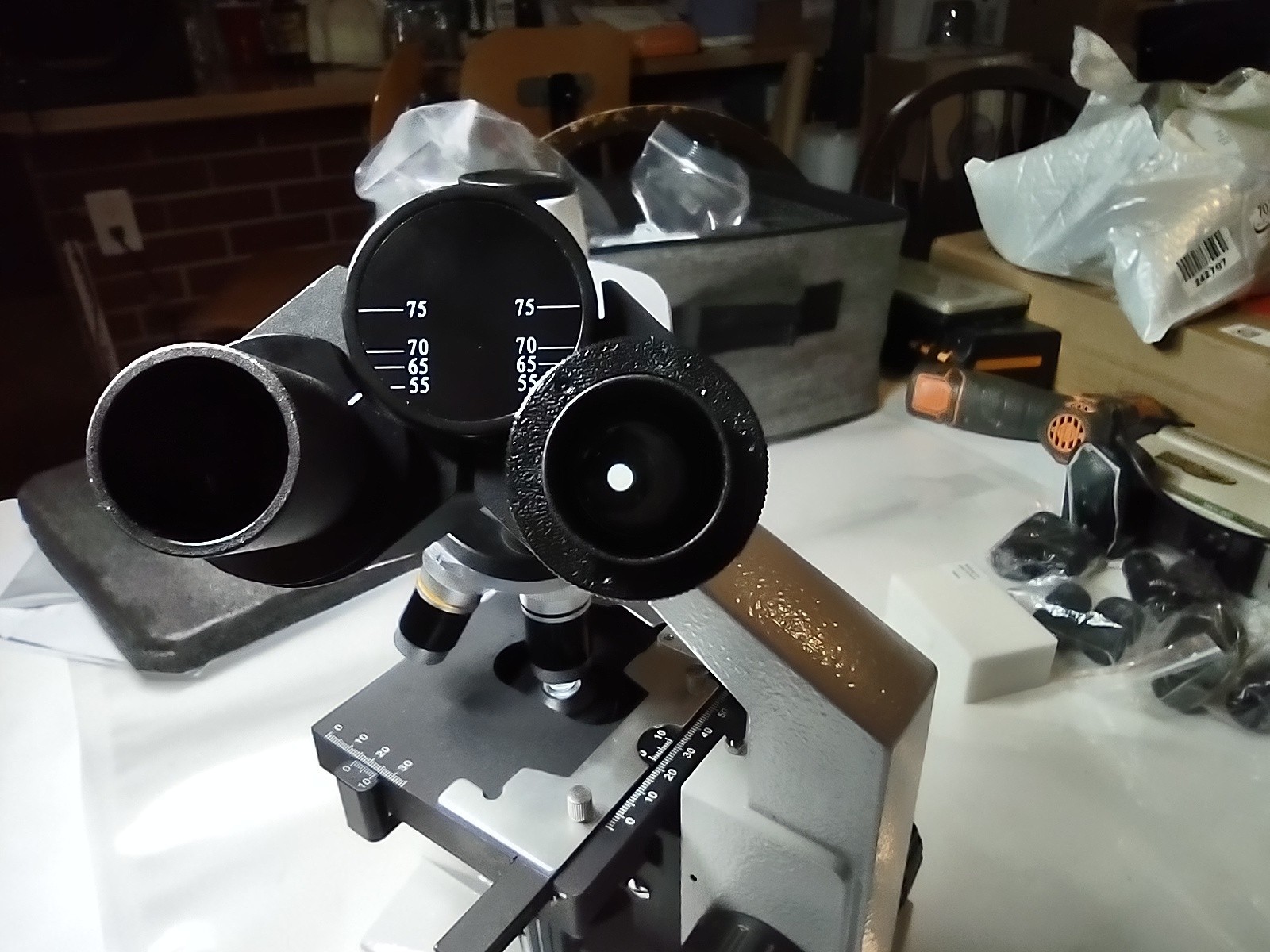 Needs calibration, Trinocular Microscope 40X-5000X Magnification ,