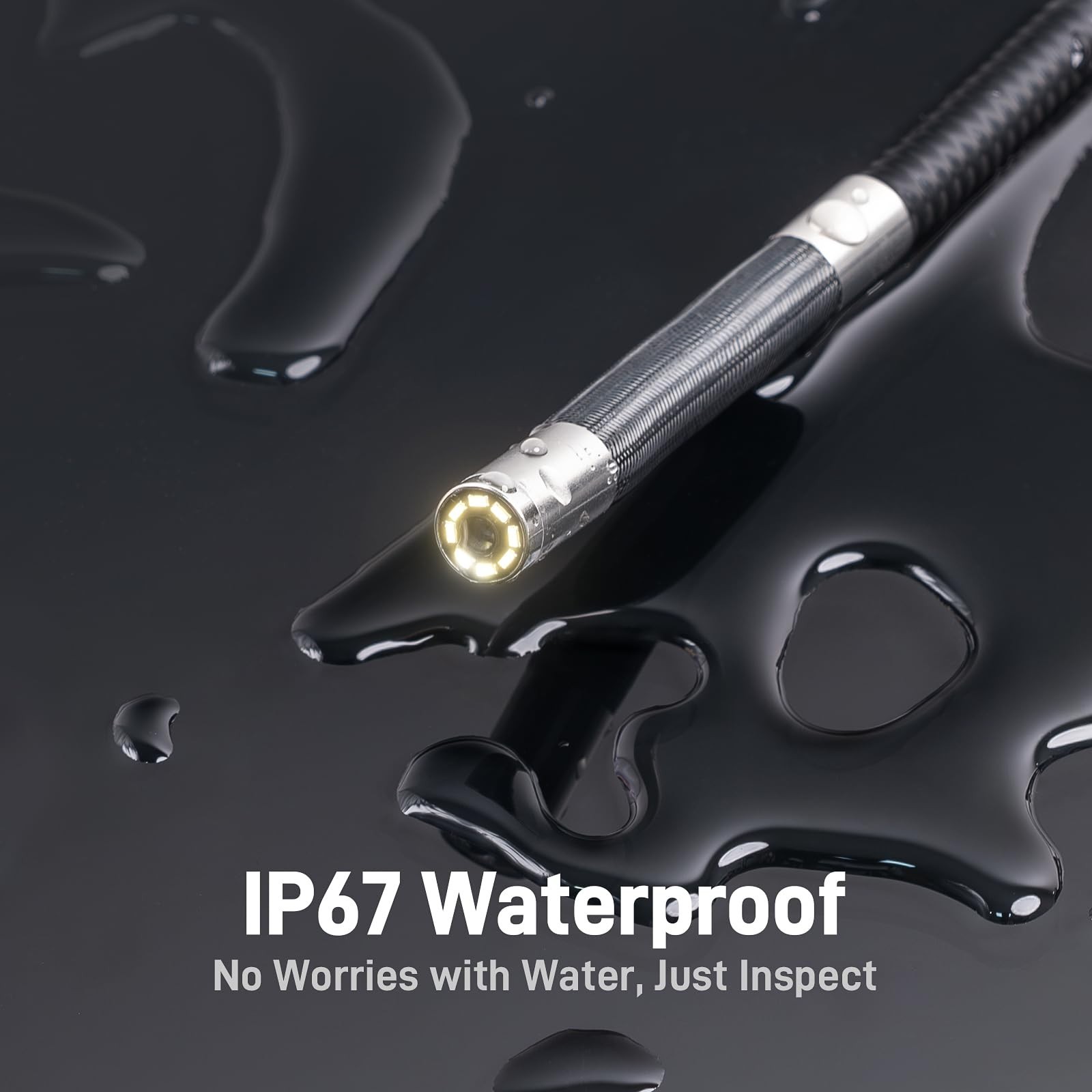 Flexible Articulating Borescope Endoscope Camera with Light for Automotive & Wal