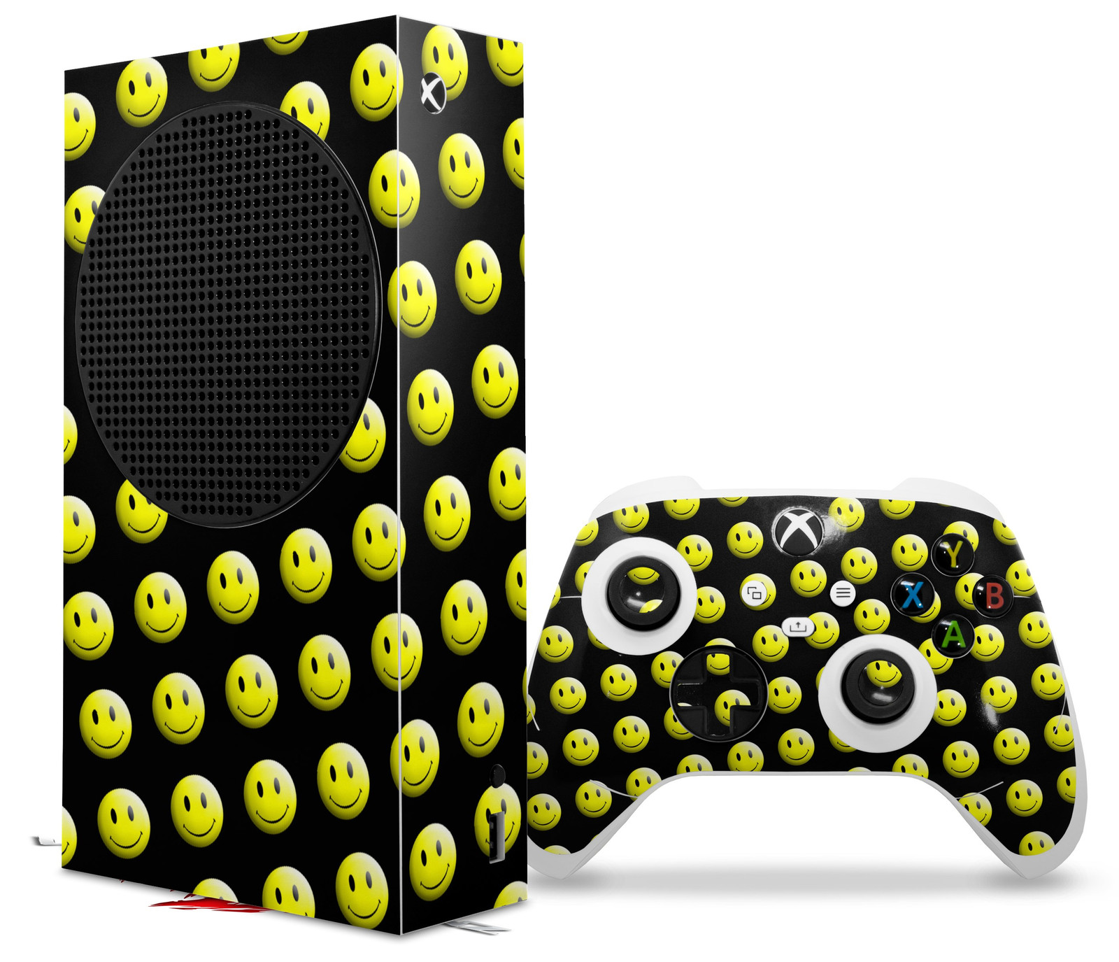 Skin Wrap for XBOX Series S Console Controller Smileys on Black