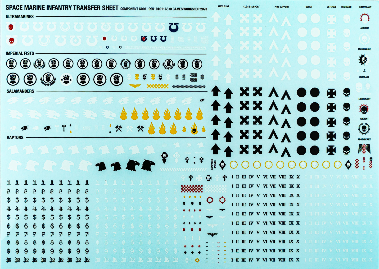 Warhammer 40k Various Transfer Decals Space Marines - Chaos