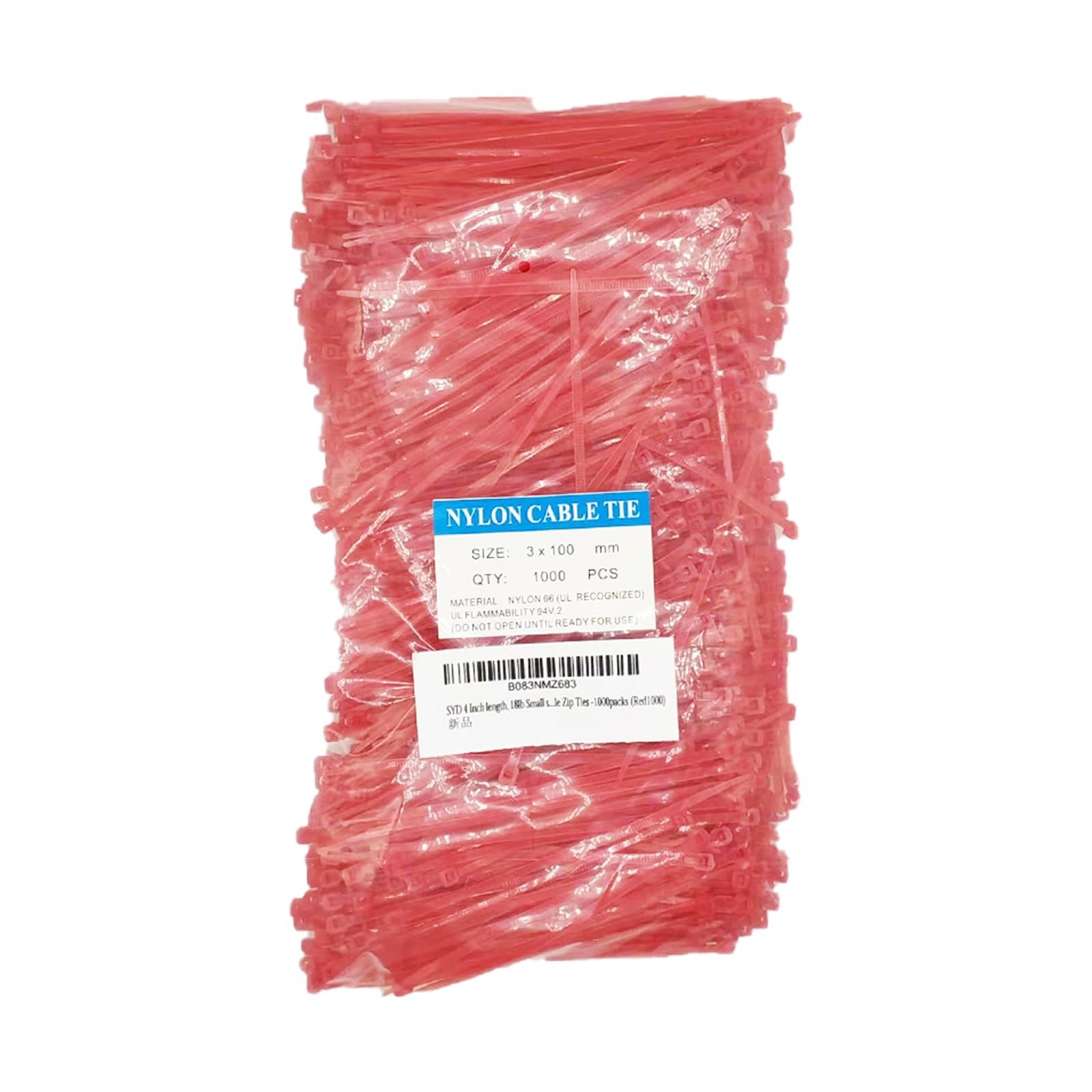 1000 PCS 4 Inch Red Zip Ties 18lb Strength Nylon Cable Wire Ties Storage
