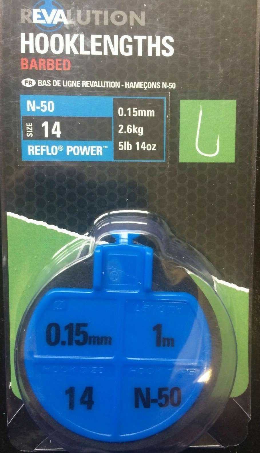 PRESTON REVALUTION N50 BARBED HOOKLENGTHS 1M - in SIZES 10, 12,14 & 16 - QTY 10