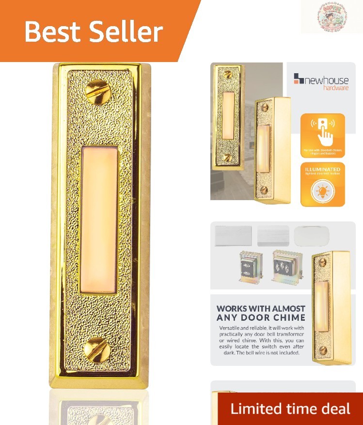 Surface Mount Lighted Doorbell Button in Brass – Perfect Replacement Option