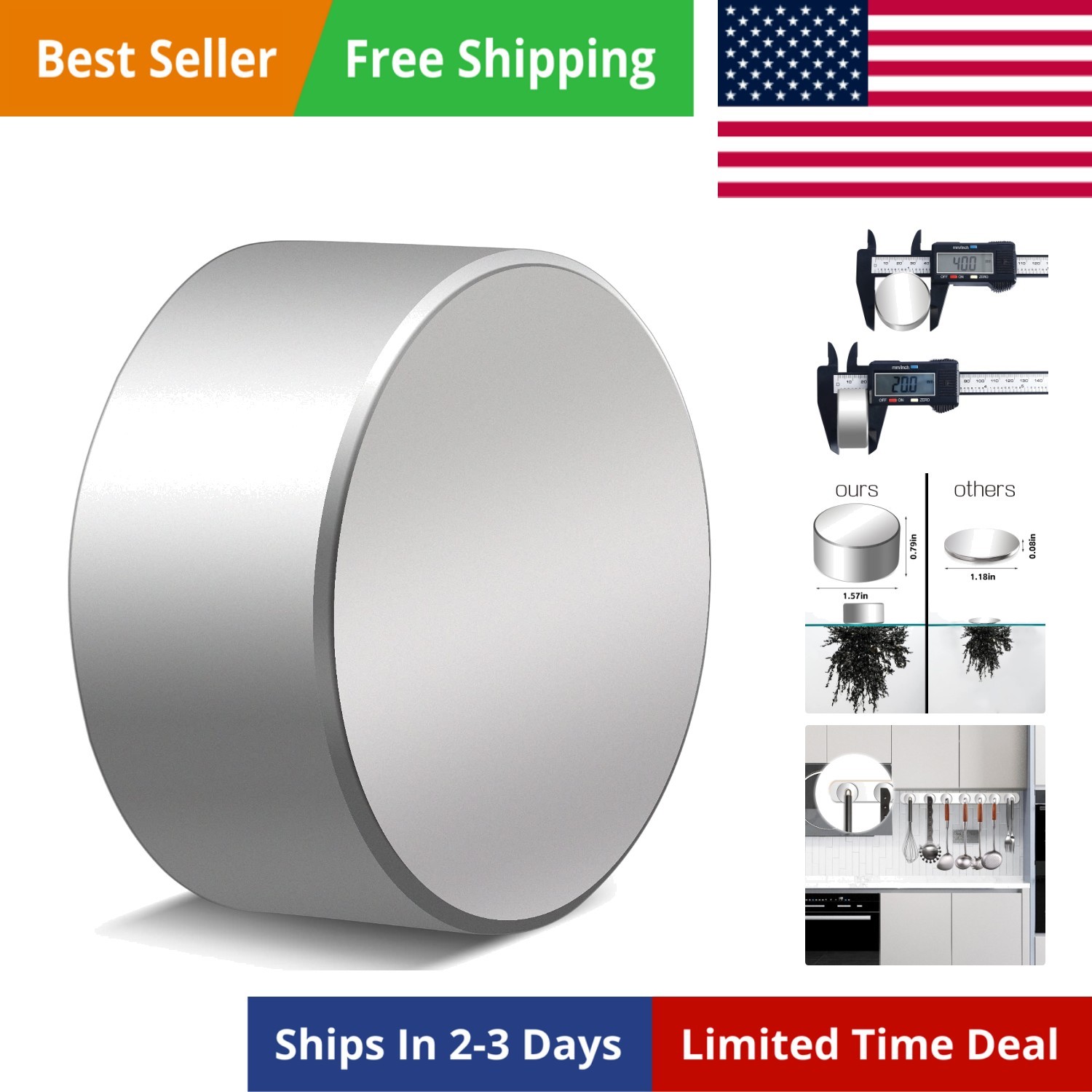Strong Magnets, /1.570x0.79in Large Neodymium Magnets for Fridge, High Power ...