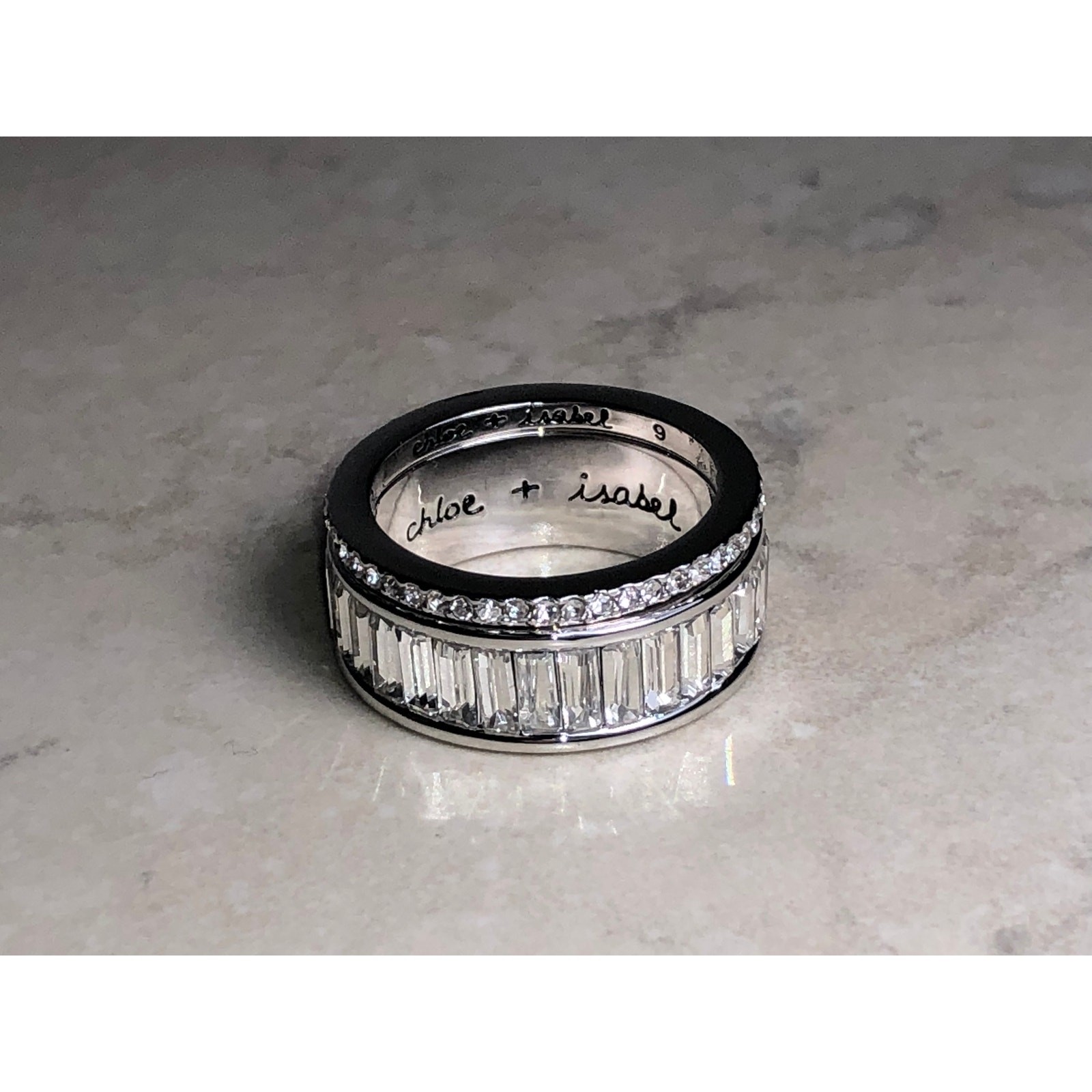 CHLOE + ISABEL baguette & stone stackable duo rings-R005