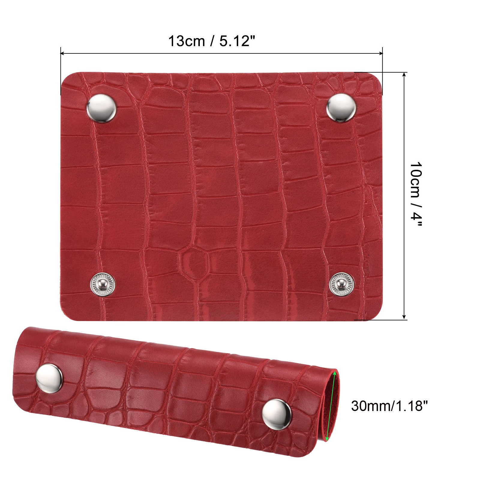 Luggage Handle Wrap, 2 Pack Irregular Pattern PU Handbag Grip with Clasp, Red