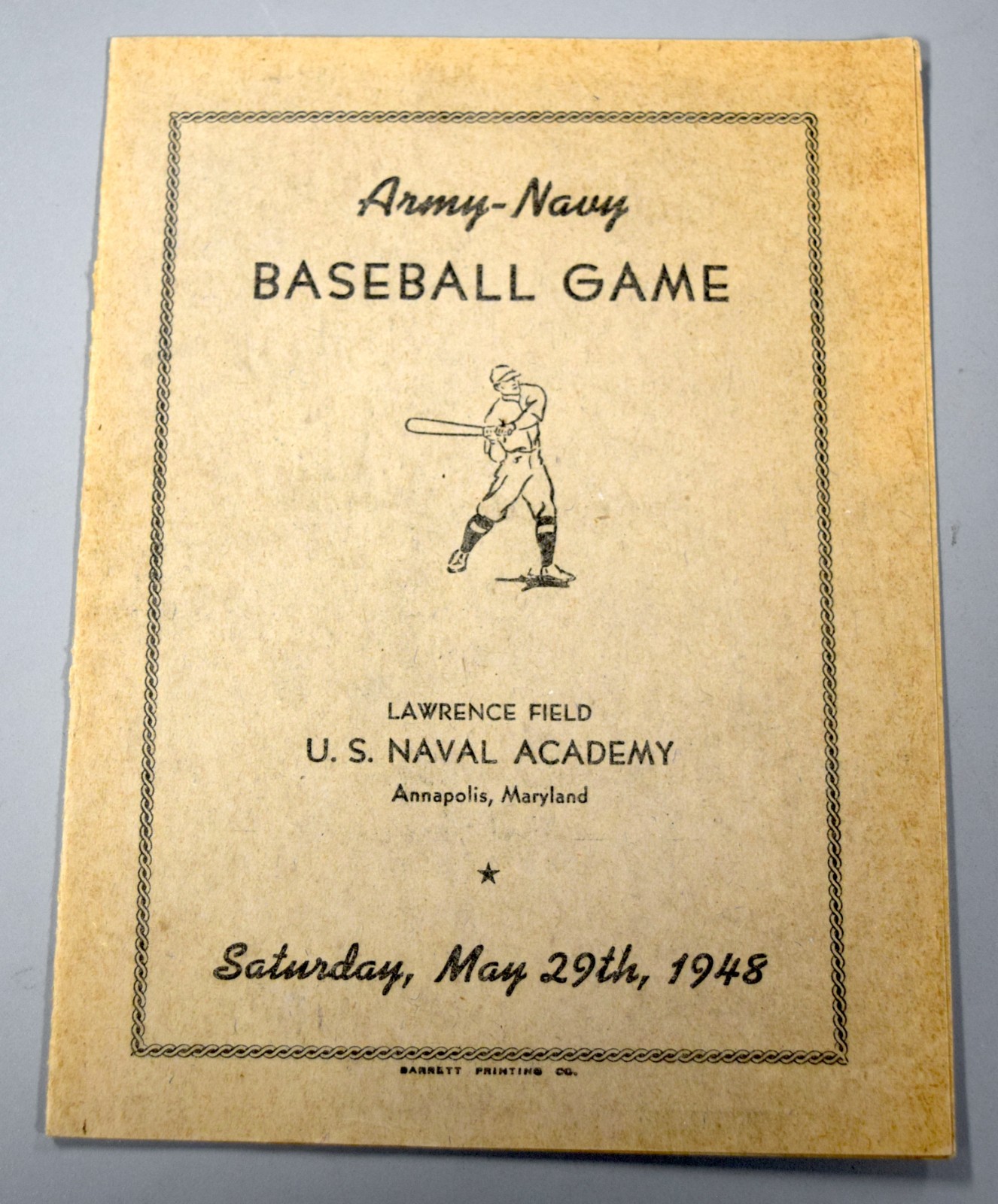 Army Navy Baseball Game Saturday May 29th 1948 Official Scorecard Marked