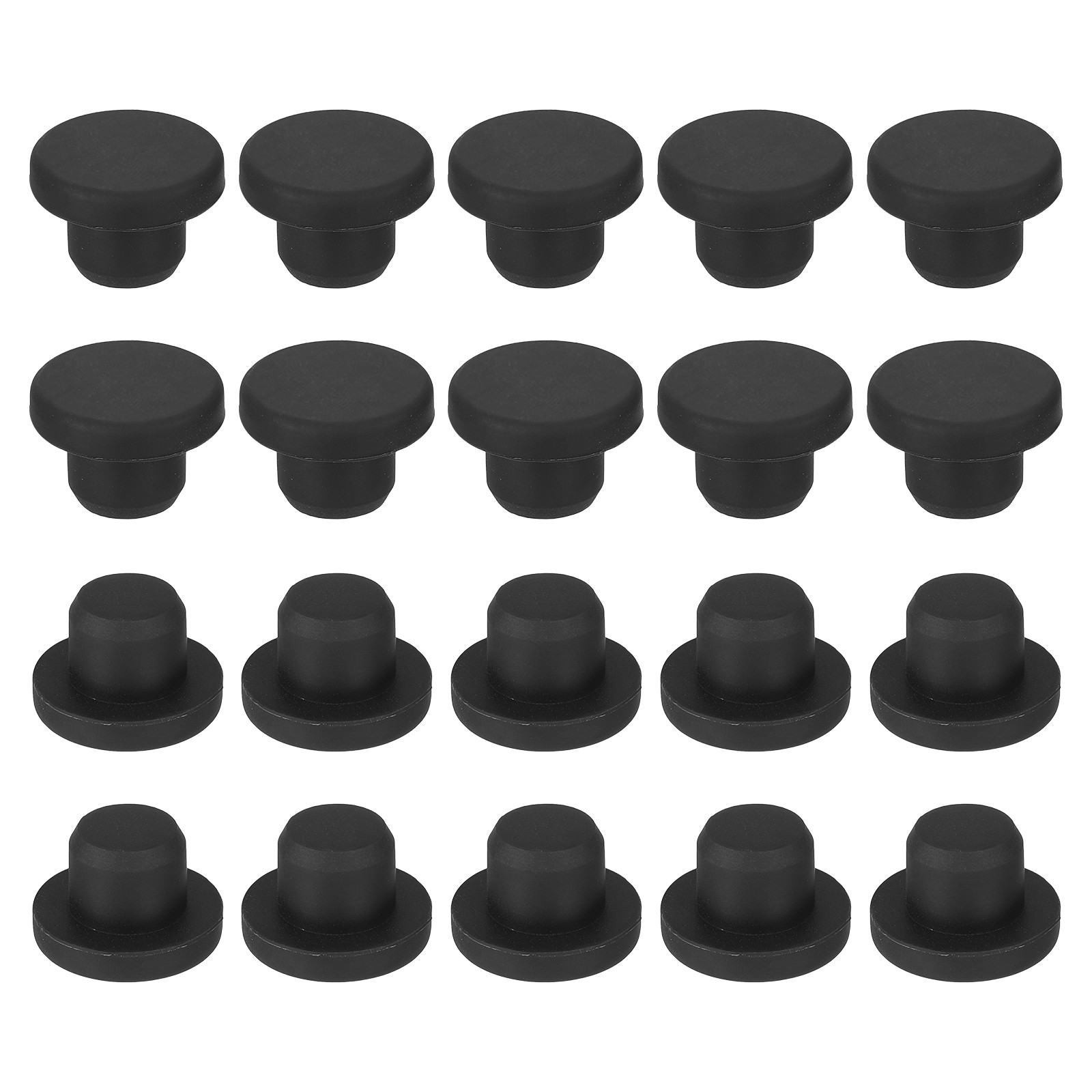 30-Pack Black Rubber Stopper Plugs, 13mm Plug Holes for 12.5mm/0.49-0.49" Hole