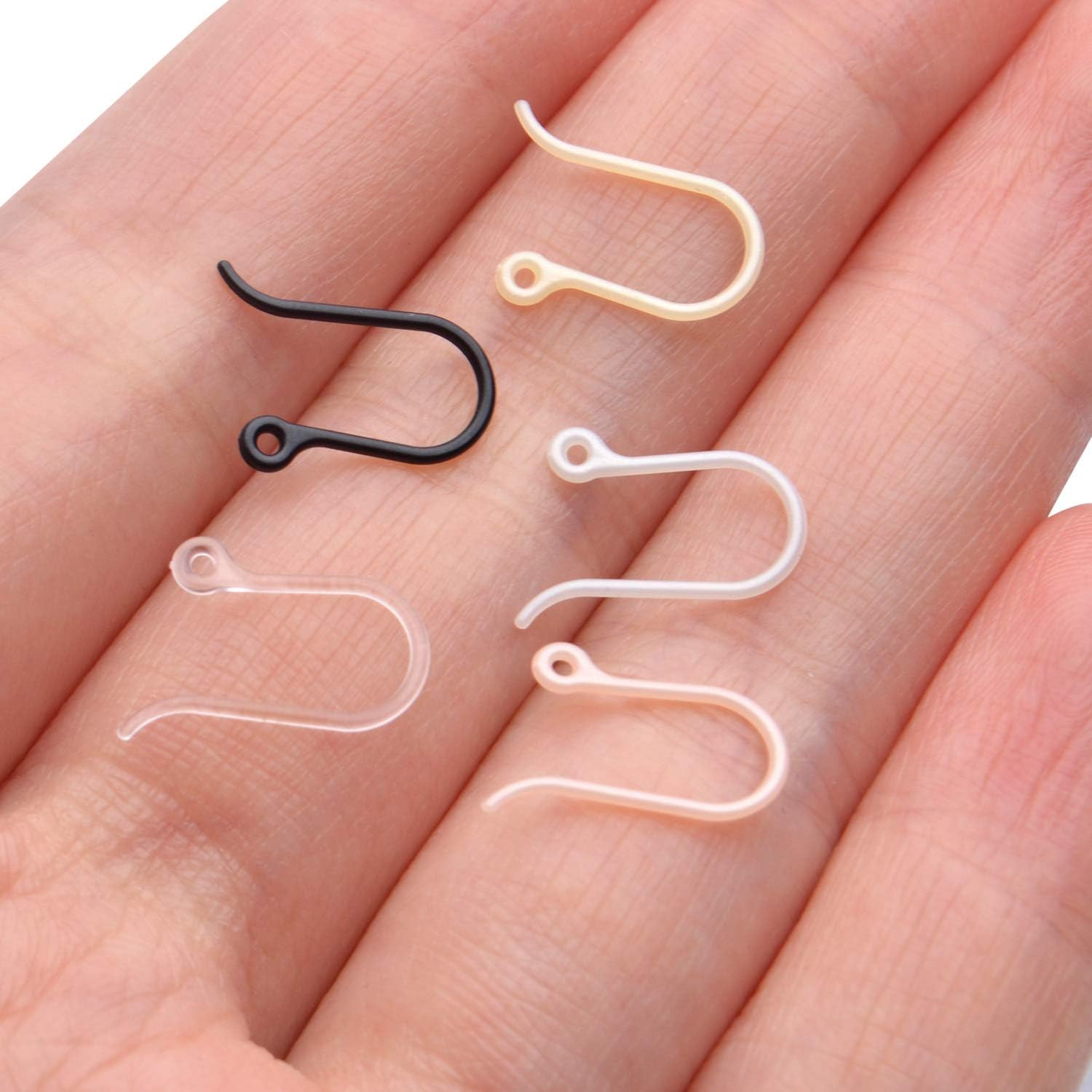 Plastic Earring Hooks, 50Pcs Non-Allergenic Plastic Earring Hooks Safety Ear