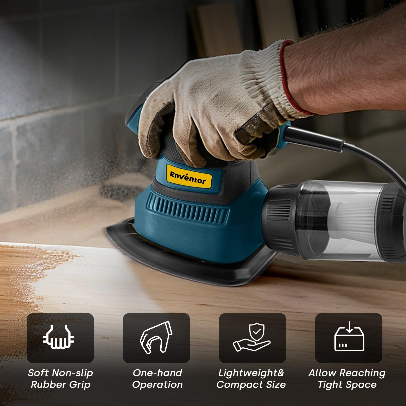 Detail Sander, 1.7A 210W Compact Electric Sander 15,000 RPM with 16Pcs Sandpa...