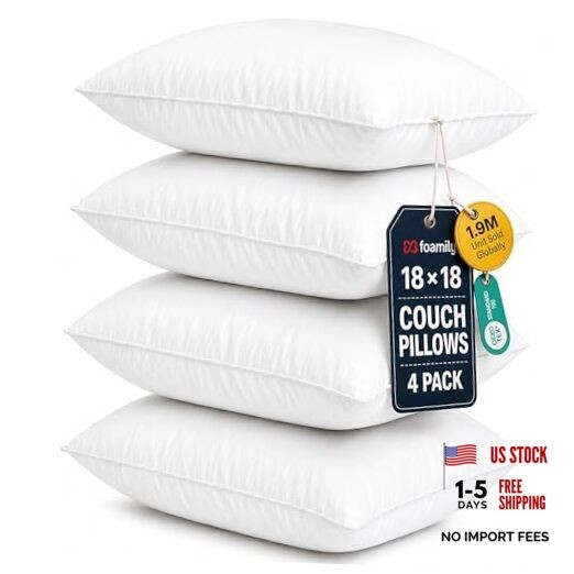 Couch Pillows Inserts 18x18 (Set of) Premium Decorative Pillows 18x18 Inch 4