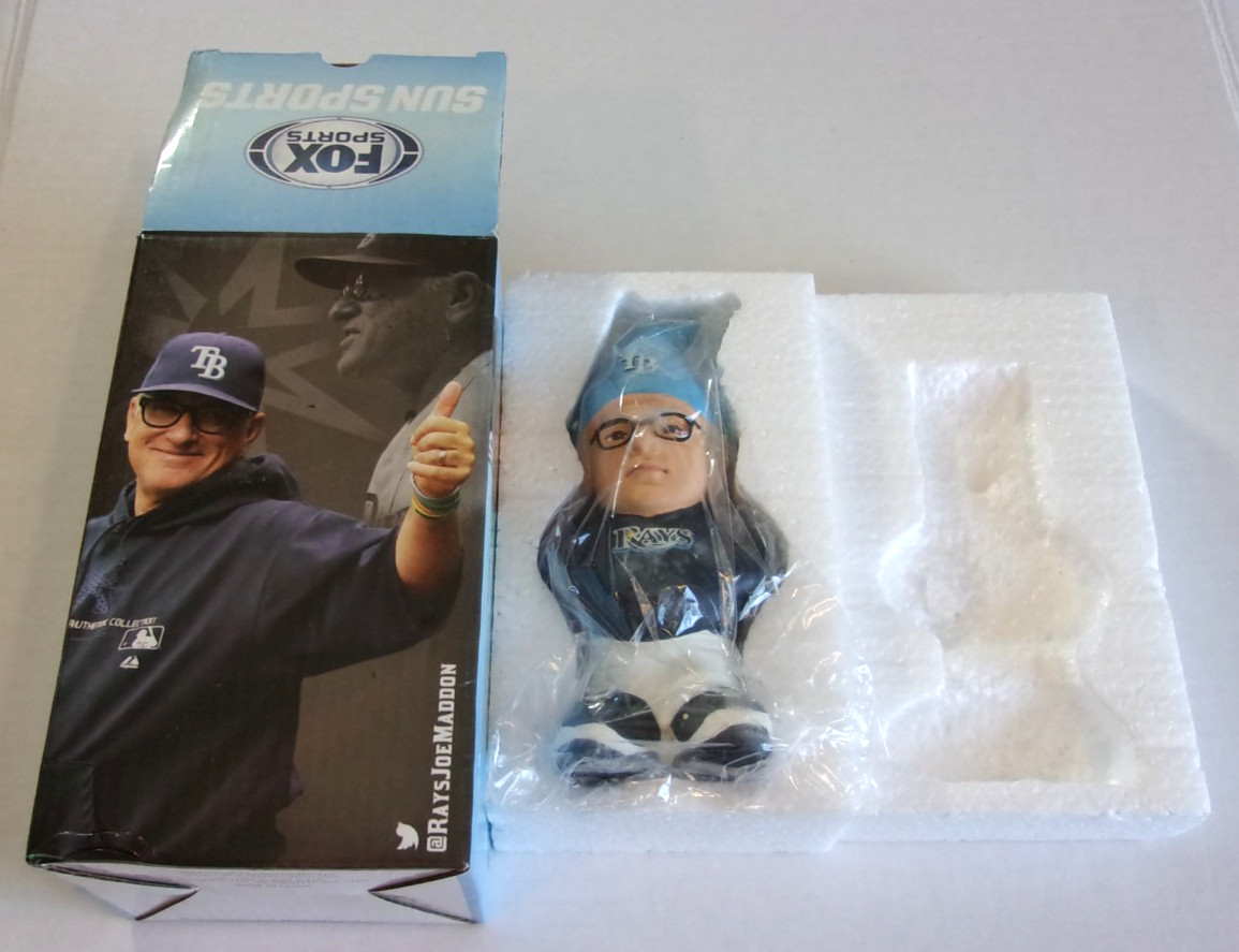 New With Box #70 Joe Maddon Garden Gnome Tampa Bay Rays Fox Sports Bobblehead
