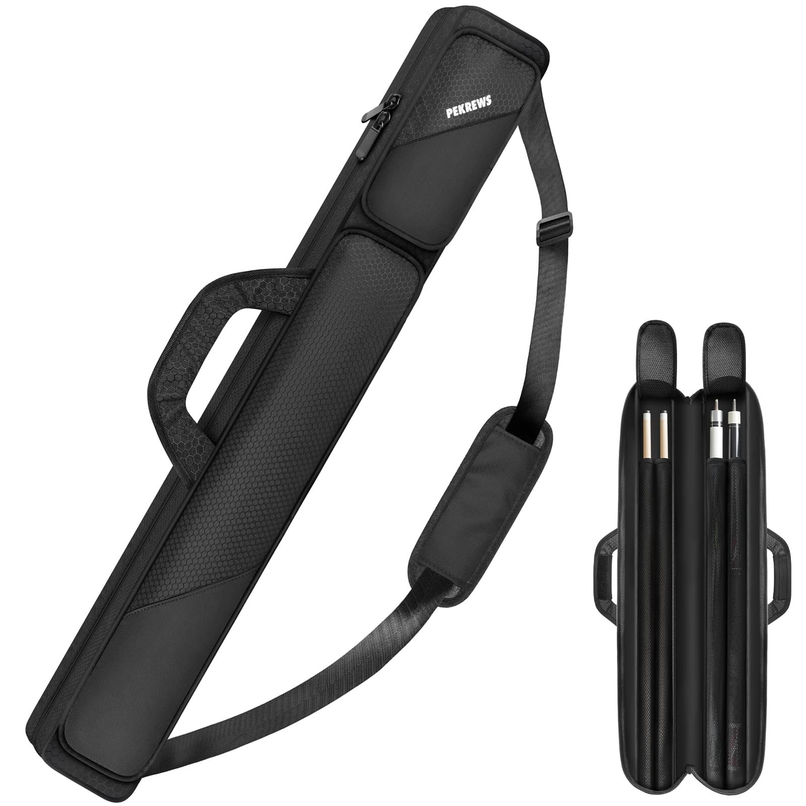 PEKREWS Pool Cue Case - 2x2 Holds 2 Sticks With 2 ‎Pool 2x2, Black