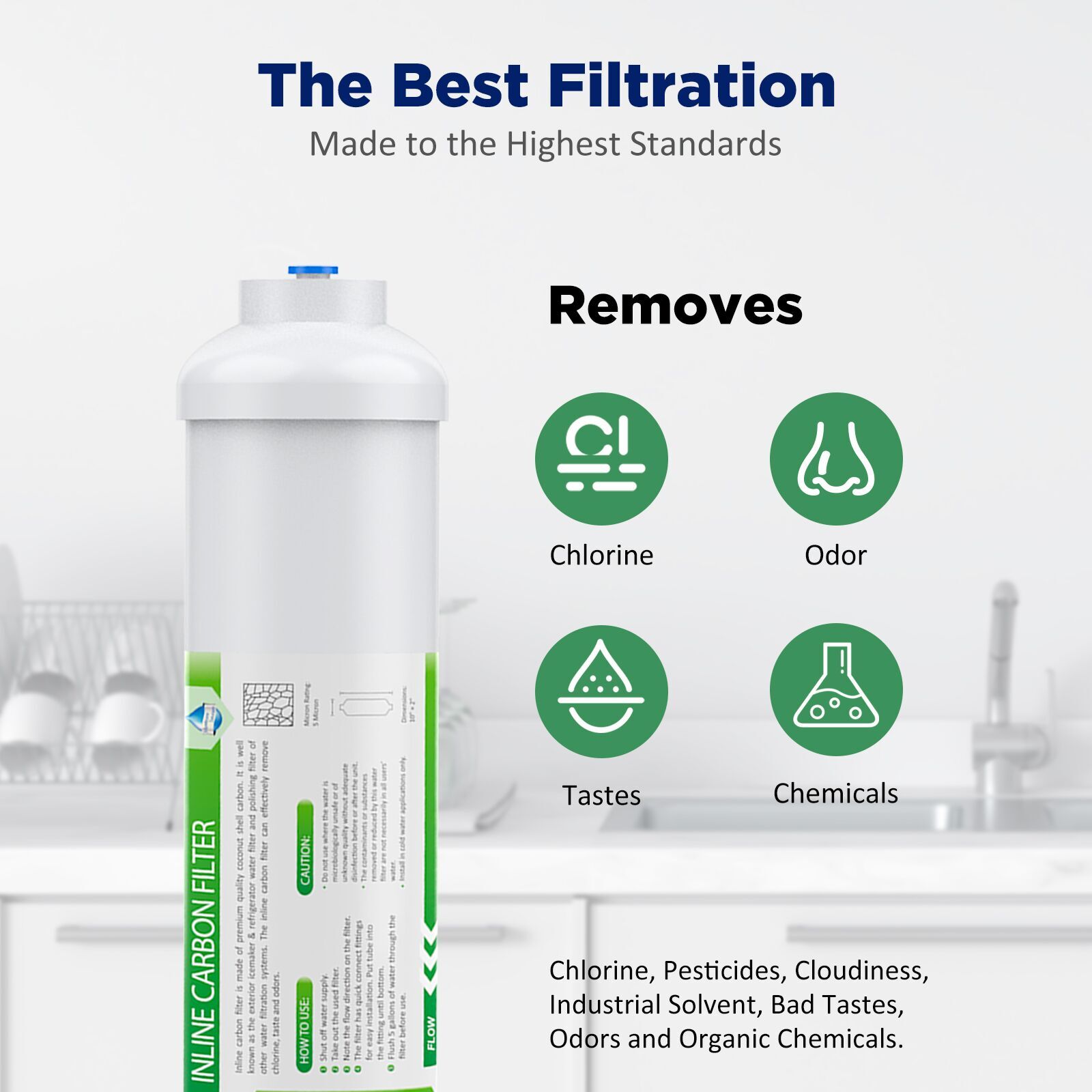1-9 Pack 10"x2" Inline Post Carbon Water Filter T33 1/4" Quick Inlets Standard