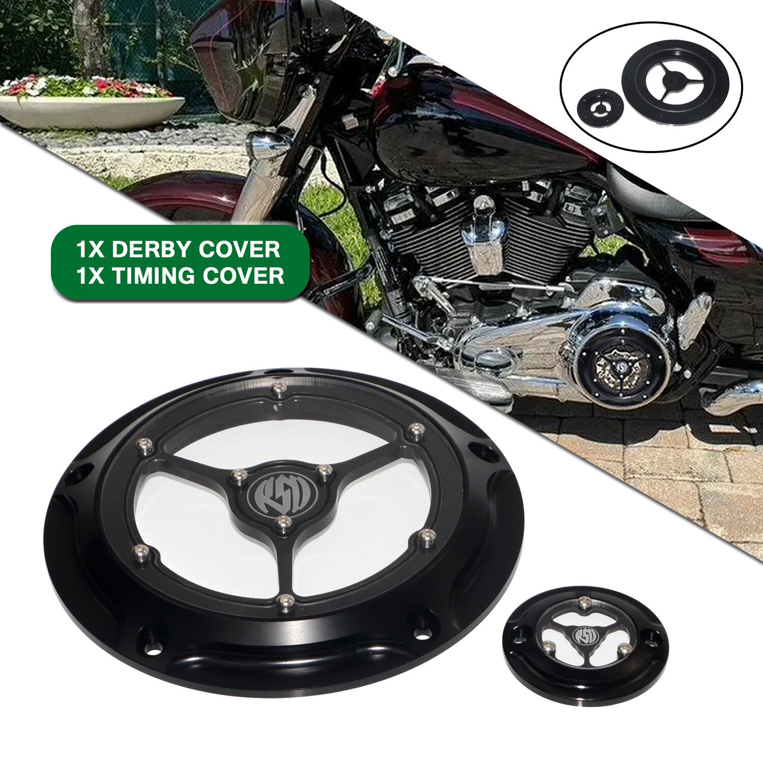 Black RSD Derby Timing Timer Cover For Harley Electra Road Glide King FLHR FLTRU