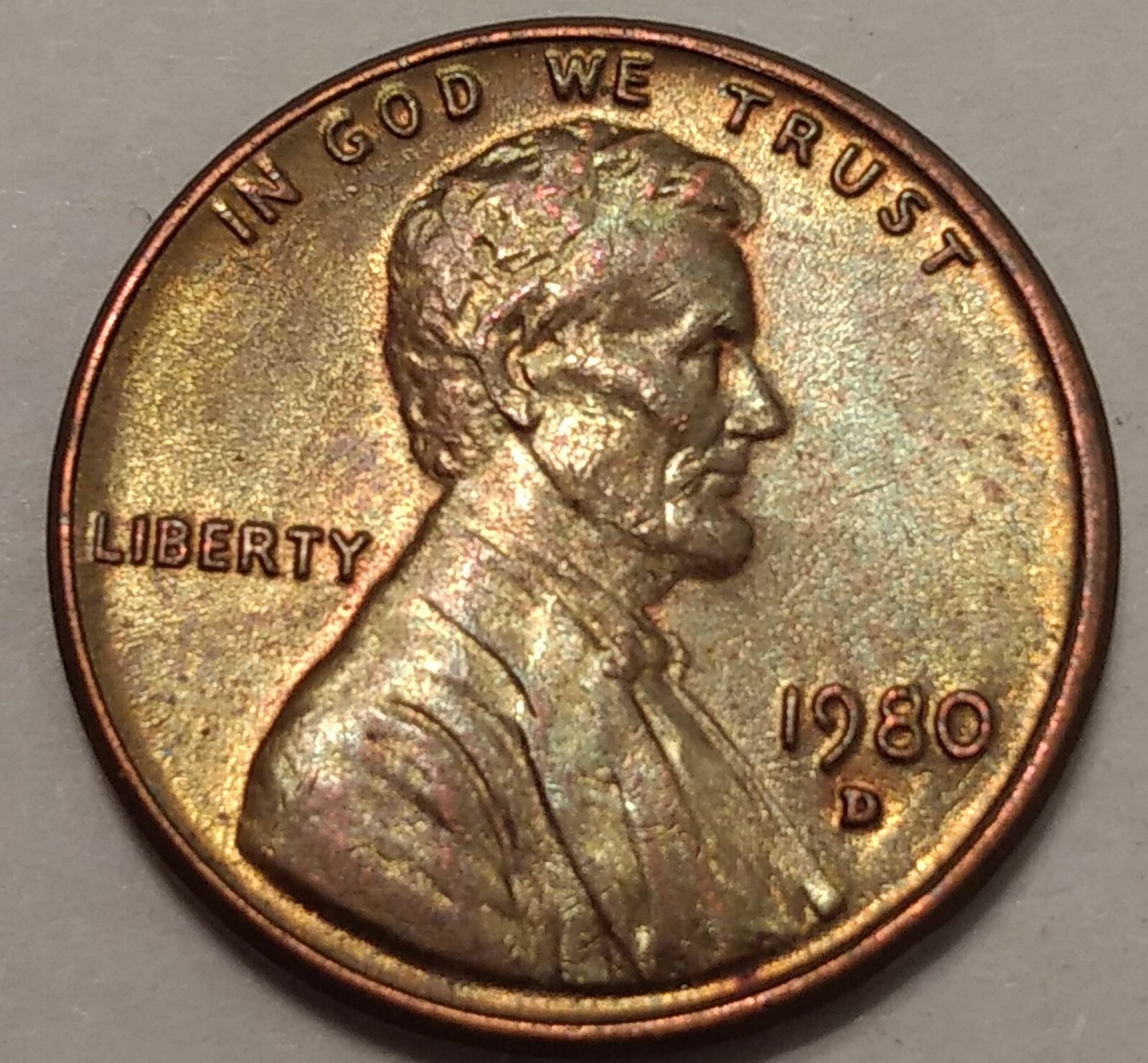 1980-D Lincoln Cent ~BN Mint State ~ Toned