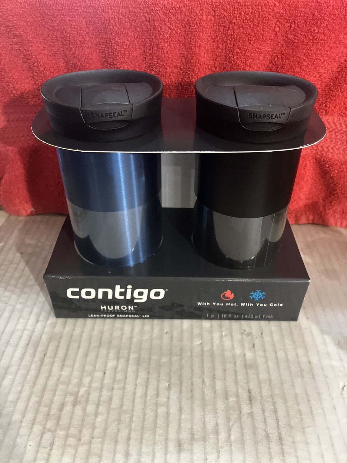 ContigoSpill-Proof  Travel Mugs 16oz, 2-Pack: Monaco Blue & Stainless Steel DWK
