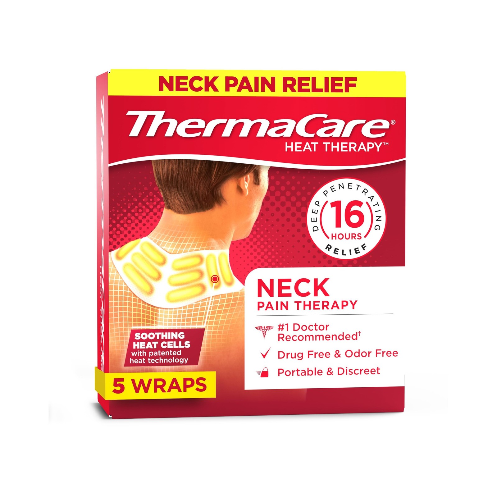 ThermaCare Neck & Shoulder Heat Wraps - Pain Relief Heating Pads for Stiff Mu...