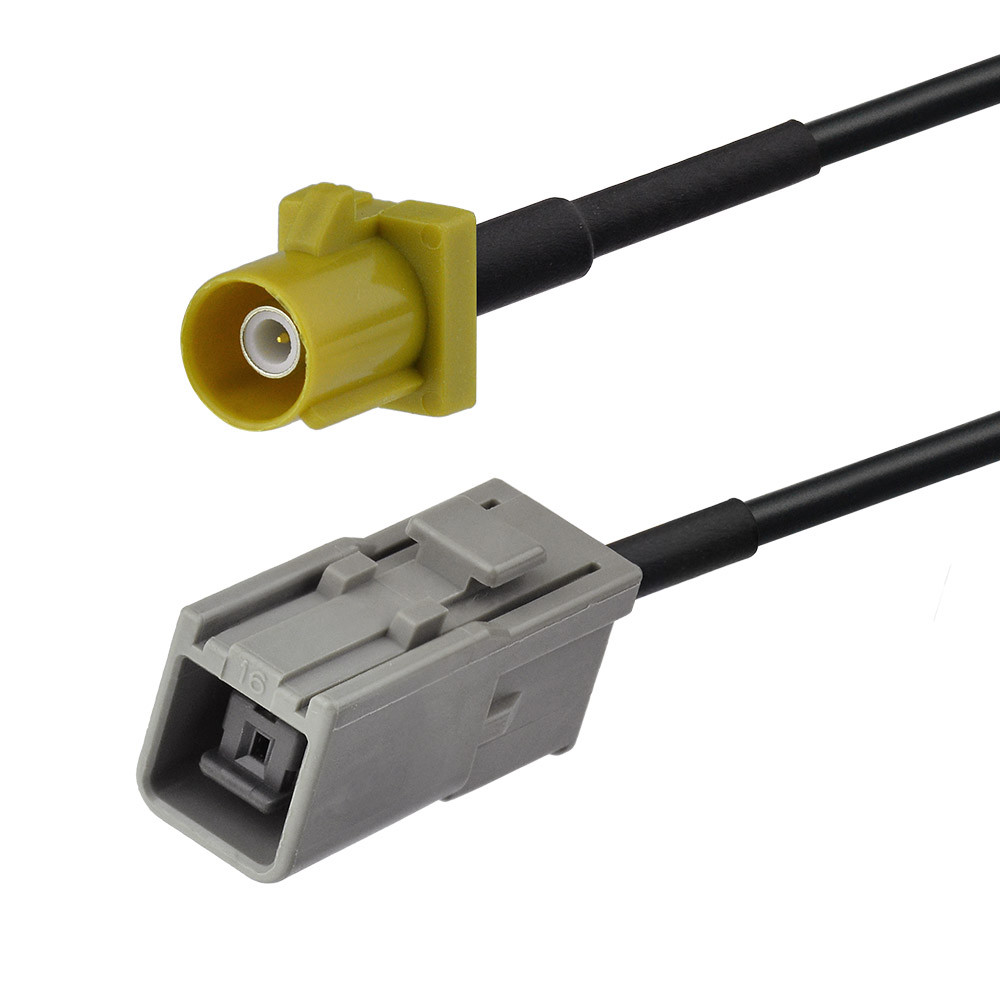 Fakra SMB K 1027 Male Plug to HRS GT5-1S grey Jack Female Pigtail RG174 Cable 6"