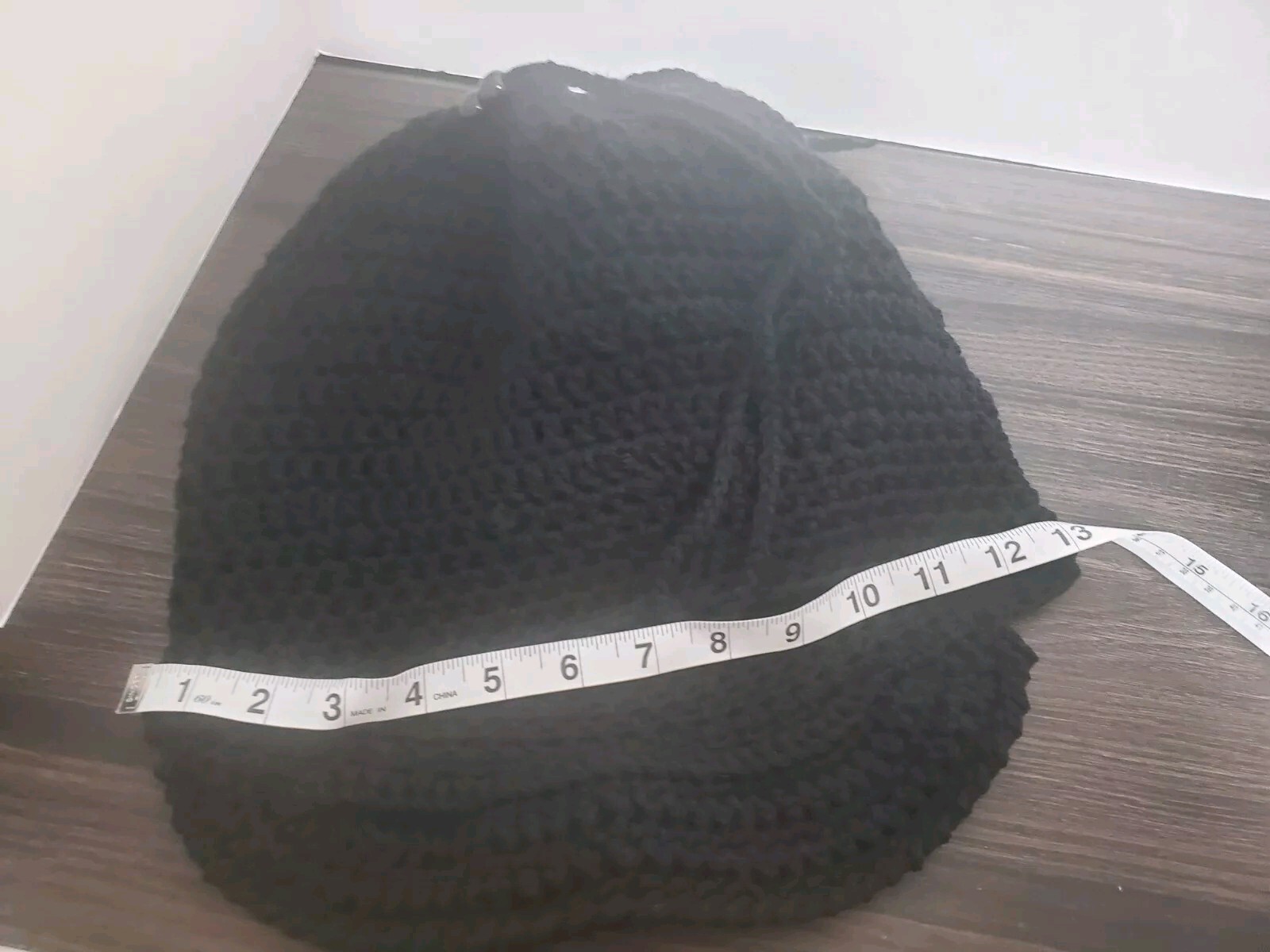 Crochet Brimmed Tam With Drawstring Handmade Black