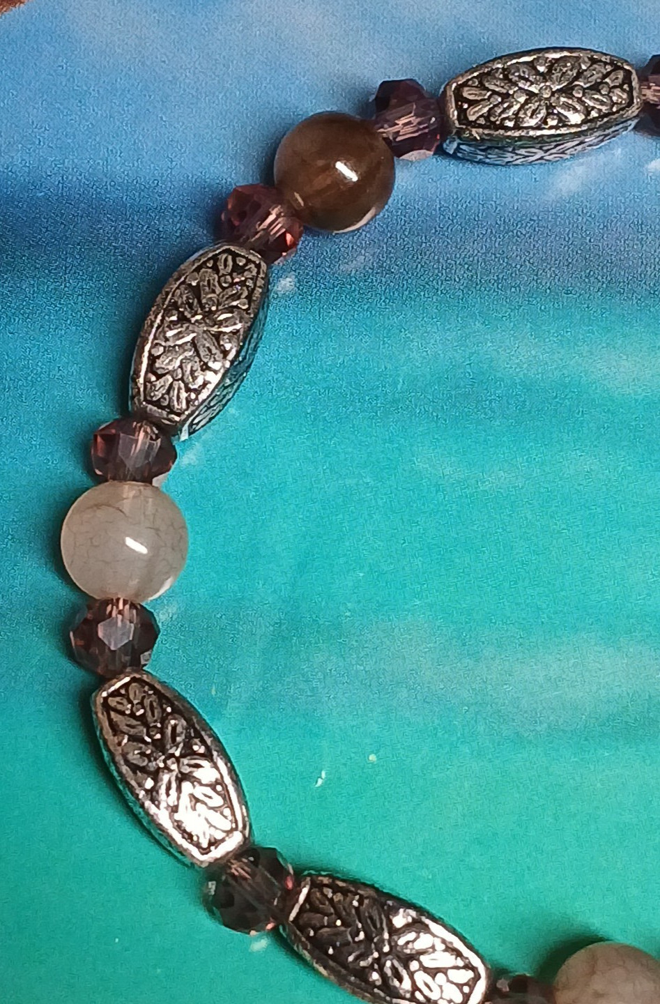 Rose Quartz and Amethyst Round Stretch Bead Bracelet