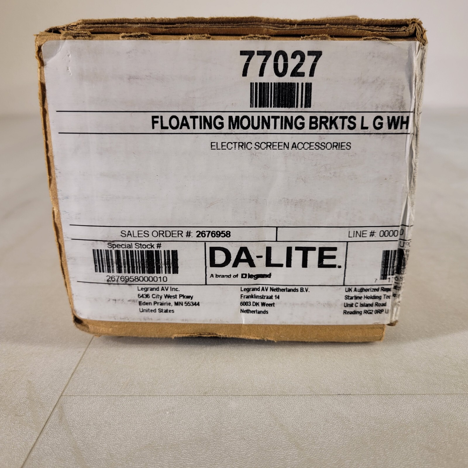 Da-Lite 77027 White Floating Mounting Bracket White