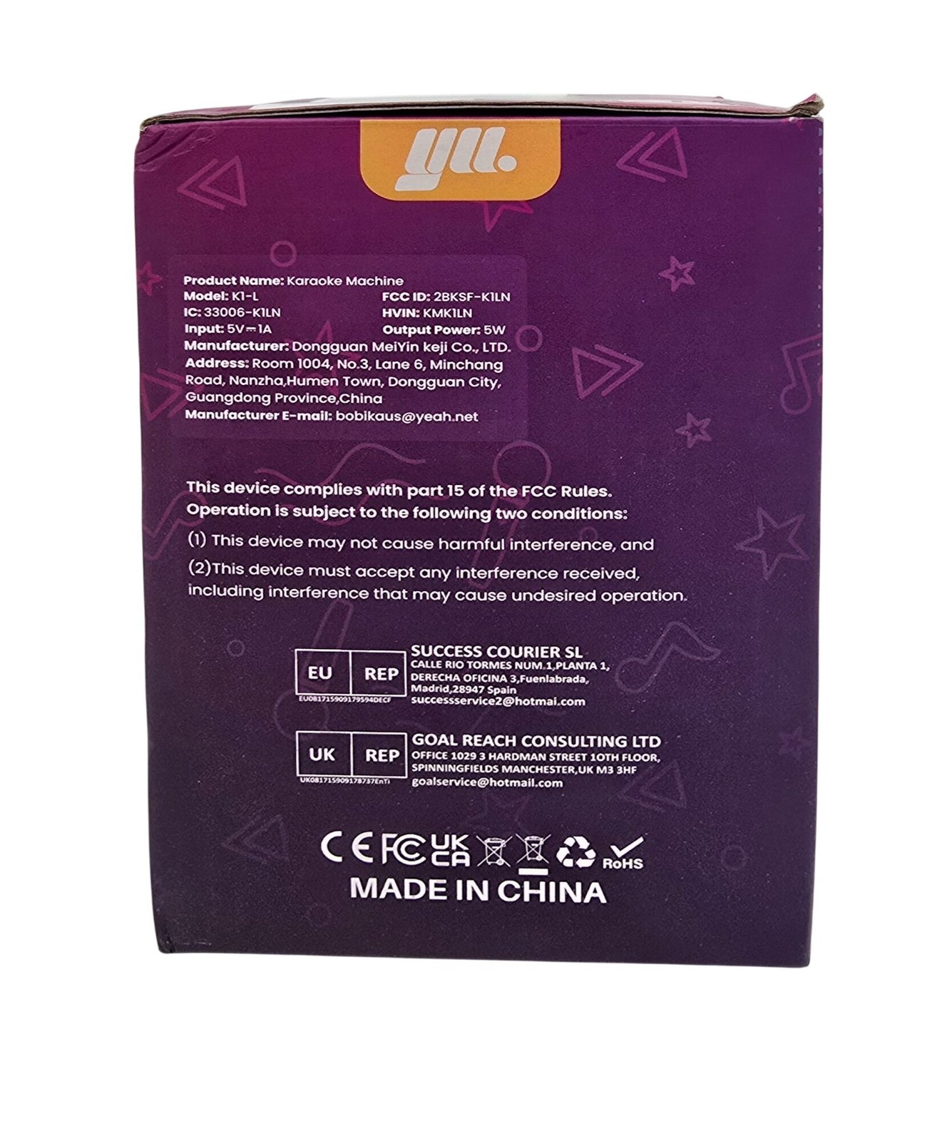 YLL Wireless Mini Karaoke Bluetooth Speaker with 2 Mics Portable RGB Lights