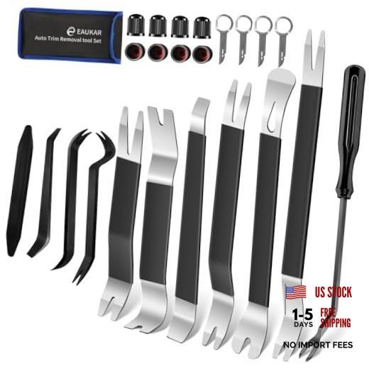 24 Pcs Auto Trim Removal Tool Kit, Metal Car Removal Tool Kit Silver/Black