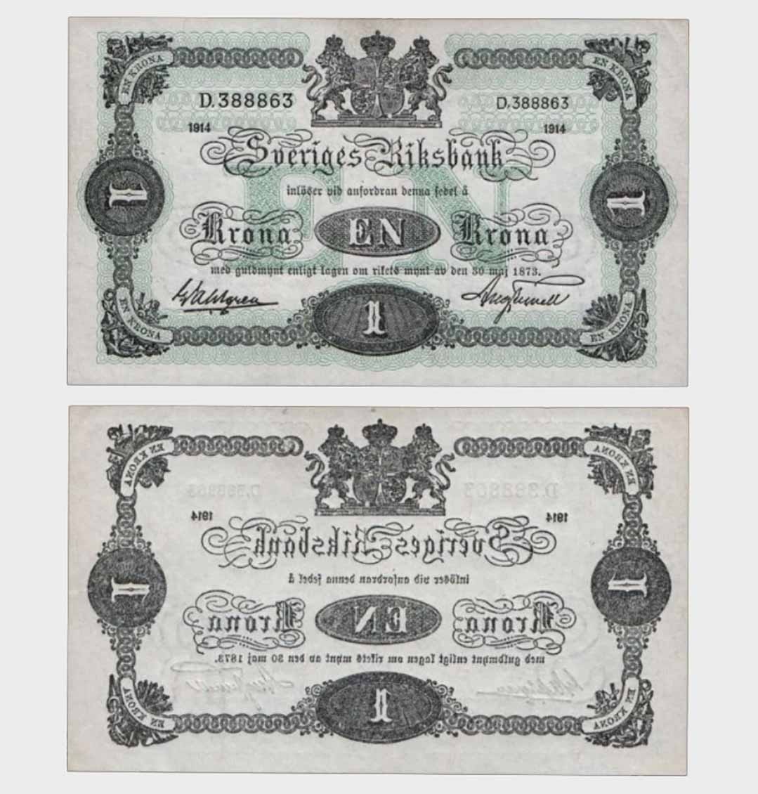 Sweden - 1914 - 1 Krona - "aUNC"  #CO8136