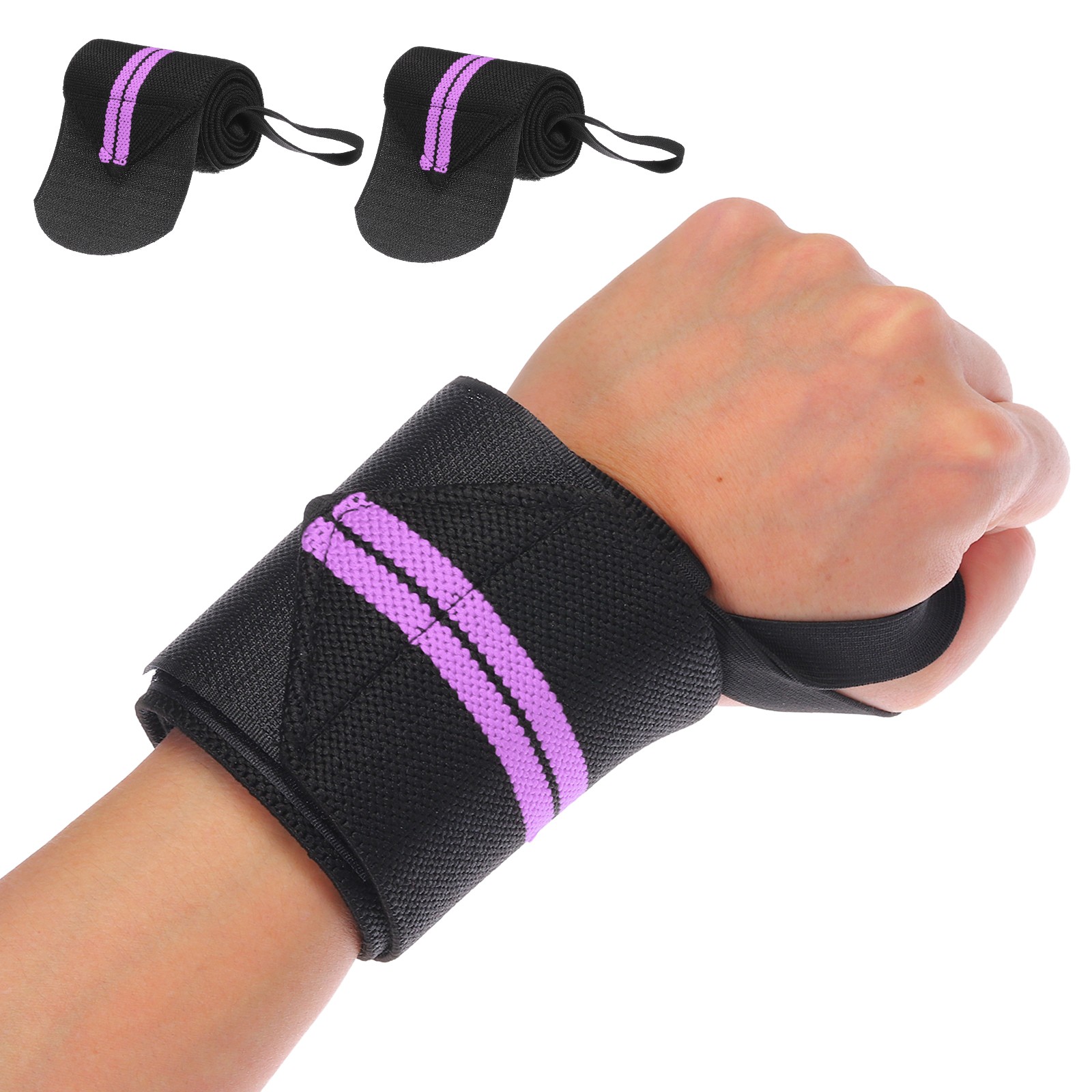 2 Pcs Wrist Brace, Lifting Wrist Wraps Gym Strap for Men Women, Purple