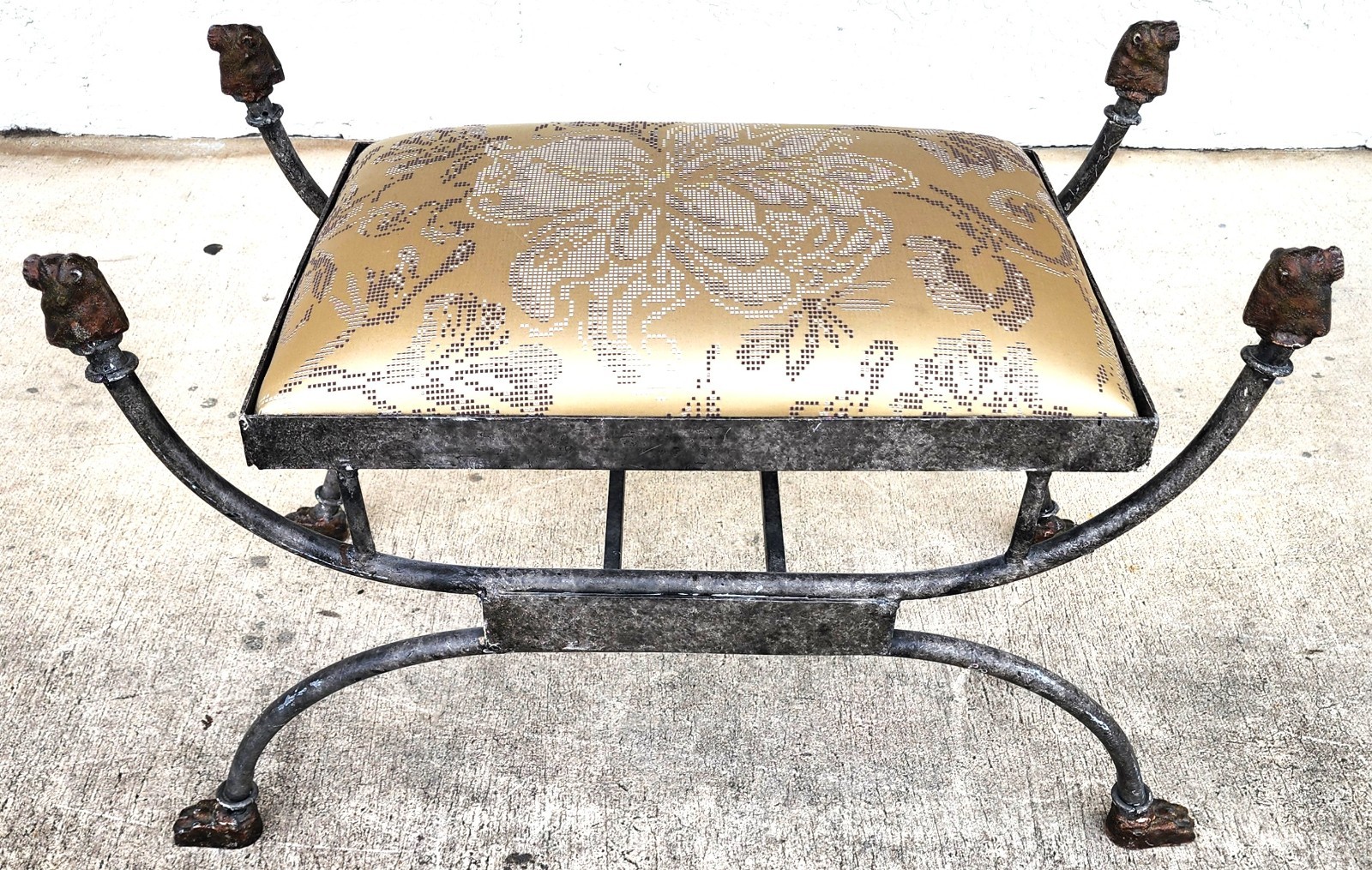 Curule Bench Footstool with Lion Motif