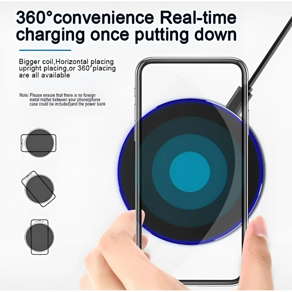 Wireless Fast Charger Charging Pad Dock for Samsung iPhone Android Cell Phone