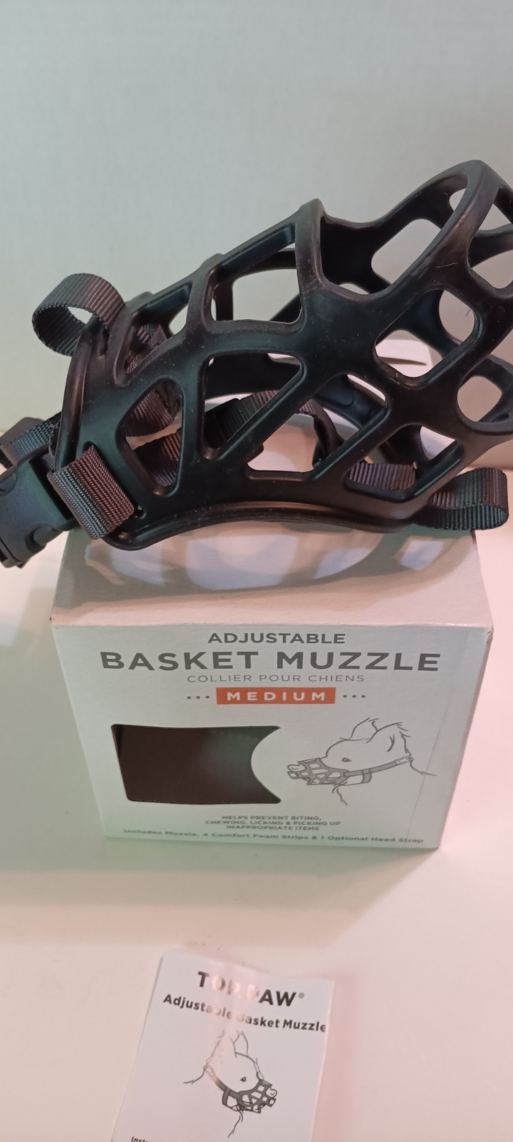 Dog Muzzle Size Medium Top Paw Adjustable Basket Muzzle New