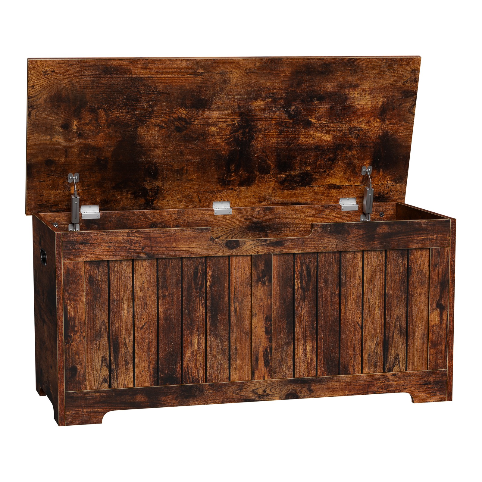 Storage Chest Storage Bench with Safety Hinge White for Playroom Rustic Brown