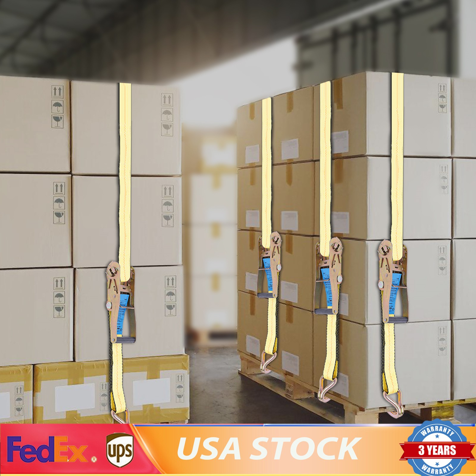 4Pack 2"x27' Ratchet Straps Heavy Duty Tie Down Strap 10000 lbs w/Double J Hook